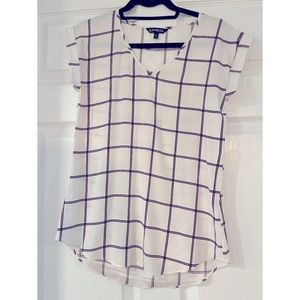 XS Express white plaid blouse